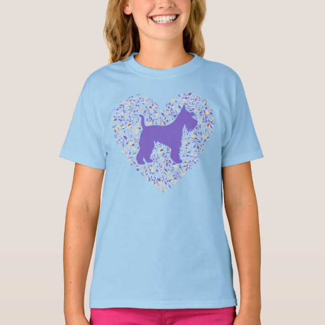 Schnauzer Silhouette Heart Paws Adorable T-Shirt (Vorderseite)