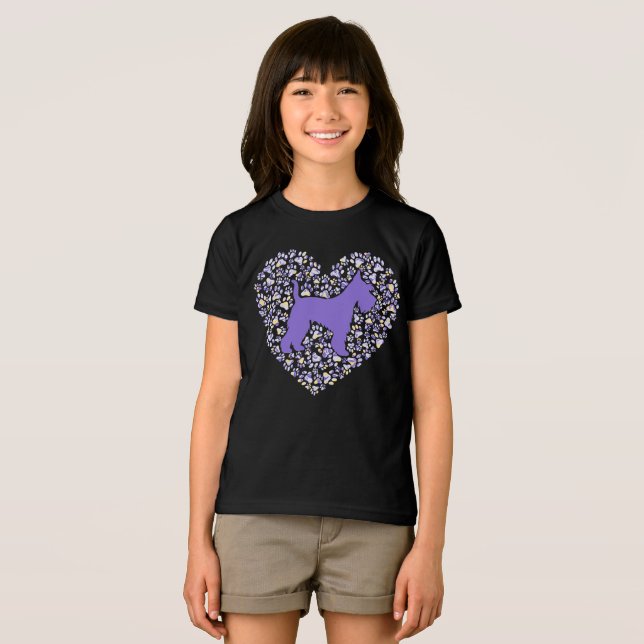 Schnauzer Silhouette Heart Paws Adorable Tri-Blend Shirt (Vorderseite Voll)