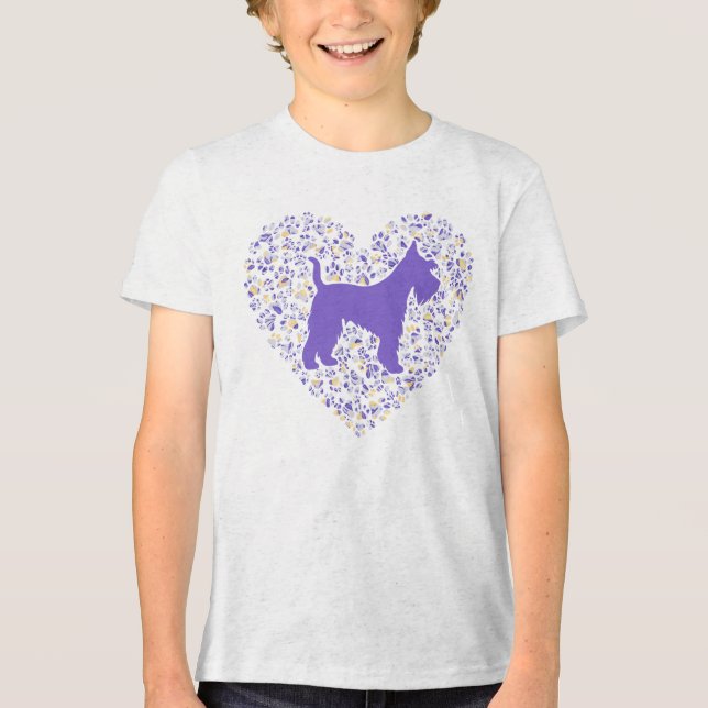 Schnauzer Silhouette Heart Paws Adorable Tri-Blend Shirt (Vorderseite)