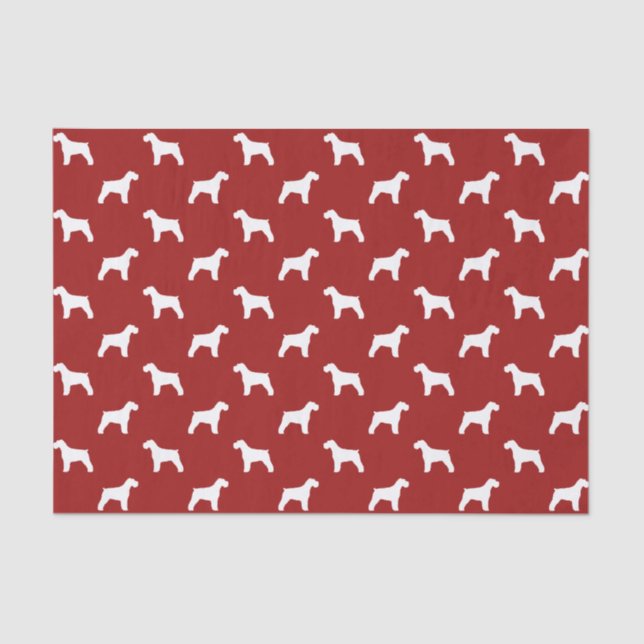 Schnauzer-Silhouette-Muster-Rot Seidenpapier (Vorderseite)