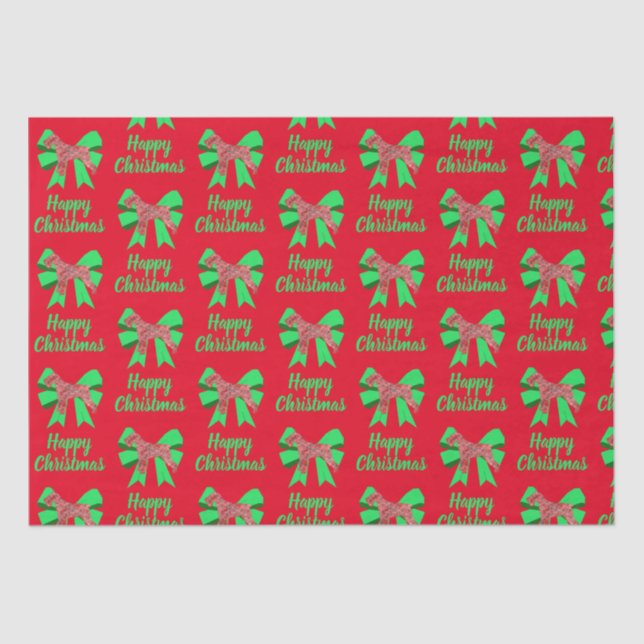 Schnauzer Silhouette Red Christmas Dog & Green Bow Seidenpapier (Vorderseite)