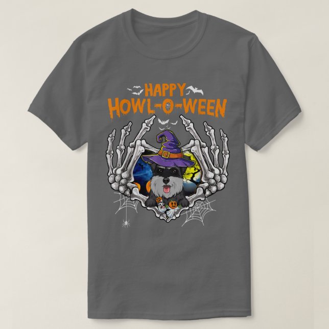 Schnauzer Skeleton Heart Happy HowlOWeen Costume  T-Shirt (Design vorne)