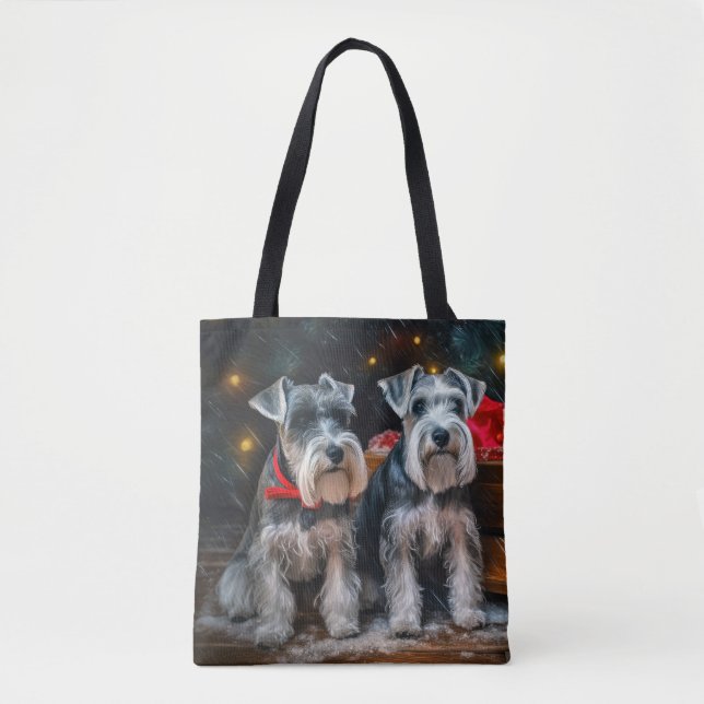 Schnauzer Snowy Sleigh Weihnachtsdekor (Vorderseite)