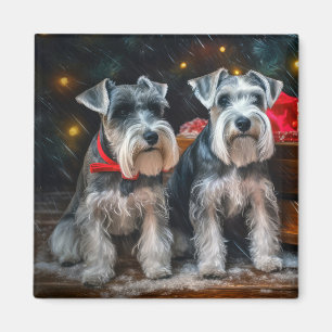 Schnauzer Snowy Sleigh Weihnachtsdekor Magnet