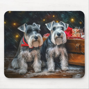 Schnauzer Snowy Sleigh Weihnachtsdekor Mousepad
