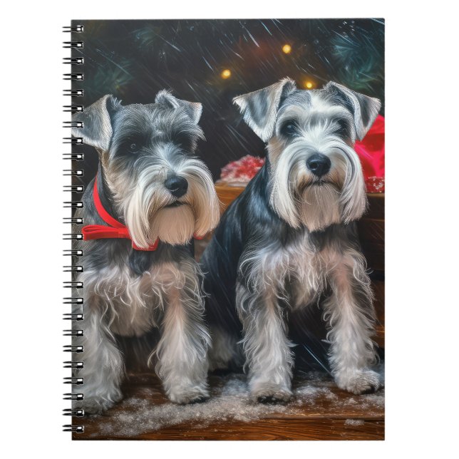 Schnauzer Snowy Sleigh Weihnachtsdekor Notizblock (Vorderseite)