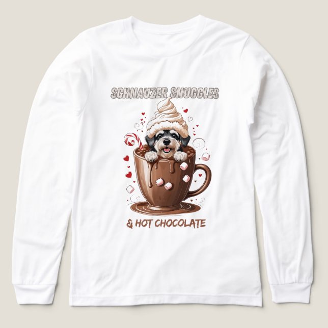 Schnauzer Snuggles & Hot Chocolate Tri-Blend Shirt (Design Vorderseite)