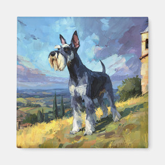 Schnauzer sonnige Landschaft Landschaftskunst Magnet