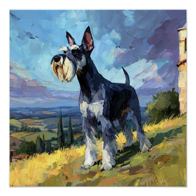 Schnauzer sonnige Landschaft Landschaftskunst Poster (Vorderseite)