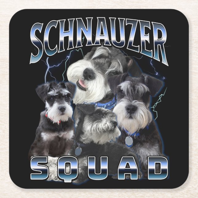 Schnauzer Squad - Bootleg Rap Style Rechteckiger Pappuntersetzer (Vorderseite)