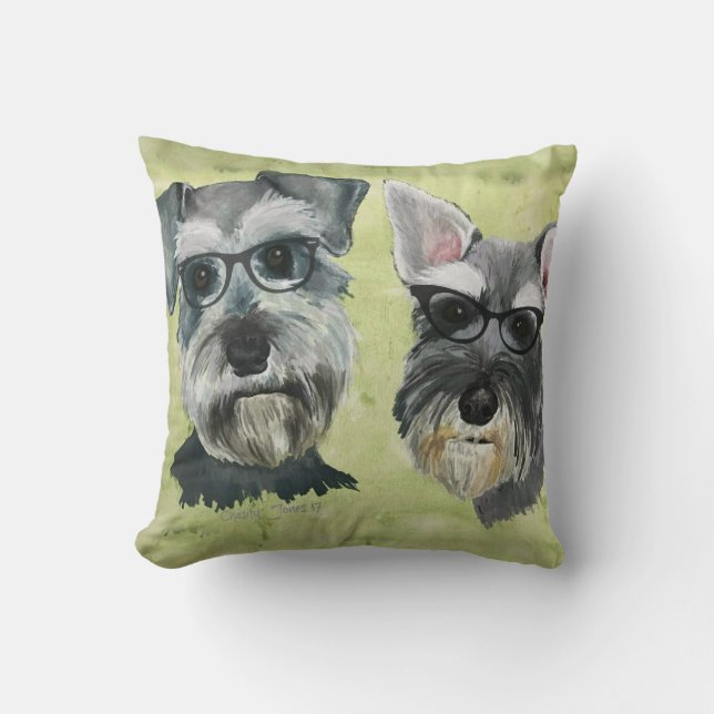 Schnauzer-starkes Glas-Wurfs-Kissen Kissen (Vorderseite)