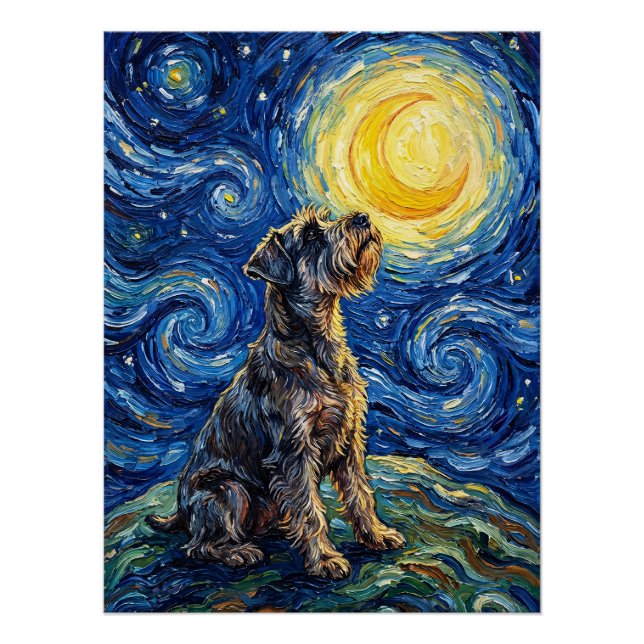 Schnauzer Starry Night Painting Poster (Vorderseite)