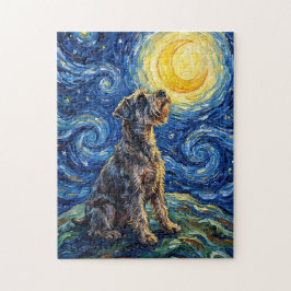 Schnauzer Starry Night Painting Puzzle