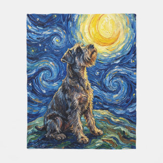 Schnauzer Sternennacht-Gemälde Fleecedecke