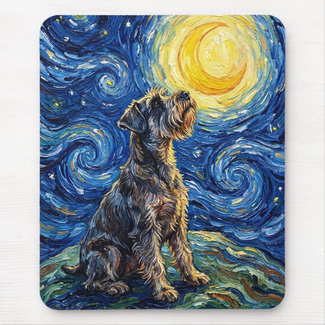 Schnauzer Sternennacht-Gemälde Mousepad (Vorne)