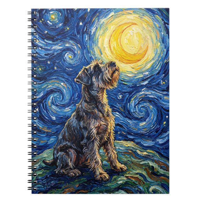 Schnauzer Sternennacht-Gemälde Notizblock (Vorderseite)