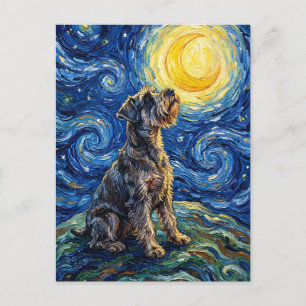 Schnauzer Sternennacht-Gemälde Postkarte
