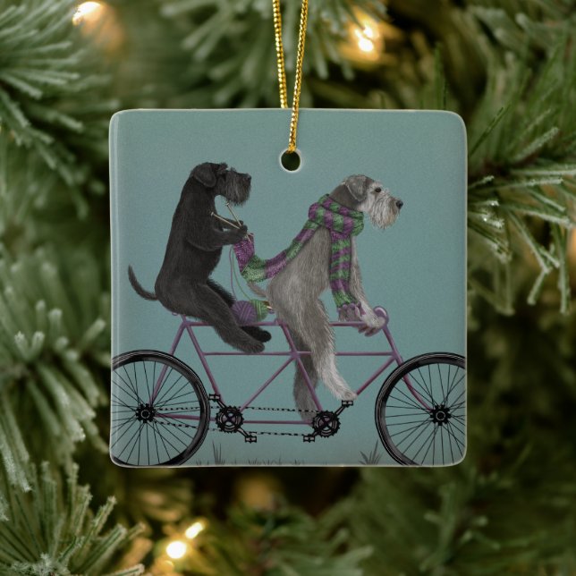 Schnauzer Tandem Keramikornament (Baum)