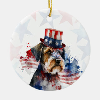 Schnauzer Terrier Hund, 4. Juli Personalisiert Keramik Ornament