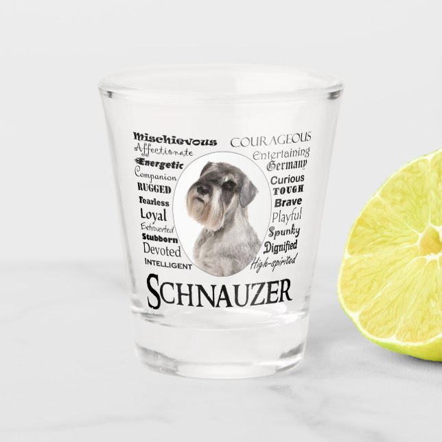 Schnauzer Tracks Shot Glass Schnapsglas (Vorderseite)