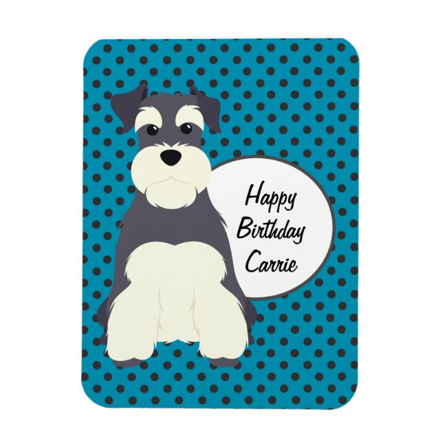Schnauzer und Polka Dots zum Geburtstag Magnet (Vertikal)