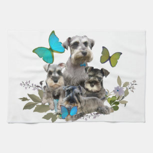 Schnauzer und Schmetterlingsgeschenke und -kleid Handtuch