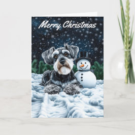 Schnauzer und Snowman Weihnachten Karte