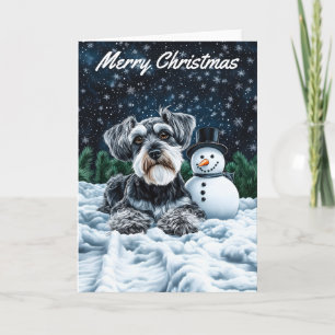Schnauzer und Snowman Weihnachten Karte