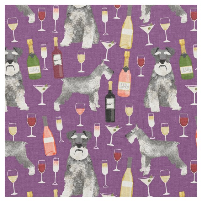 Schnauzer und Wein lila Stoff (Nahaufnahme)