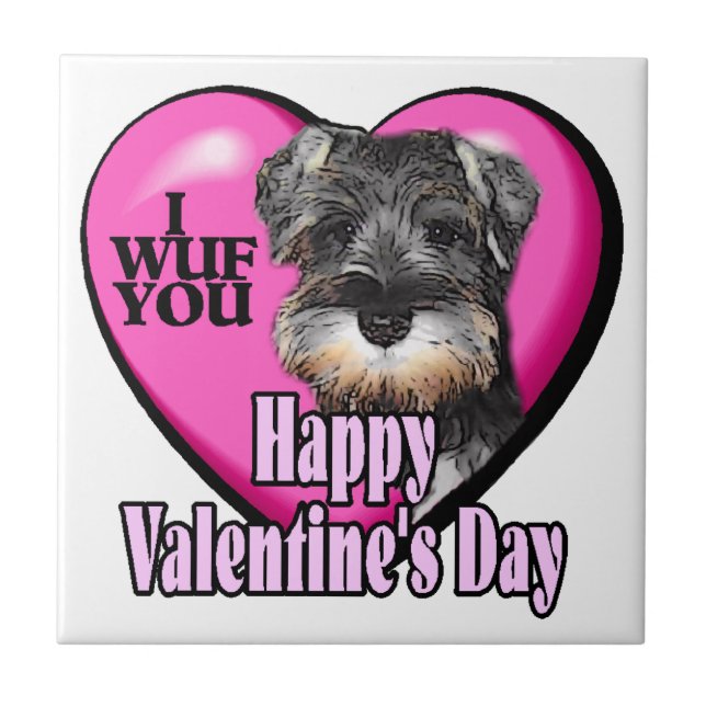 Schnauzer-Valentinstag Fliese (Vorderseite)