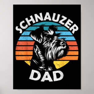 Schnauzer-Vater-Hund-Haustier-lustig-Vatertag-vint Poster
