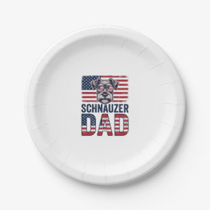 Schnauzer-Vater Patriotisch Retro-Hund Pappteller
