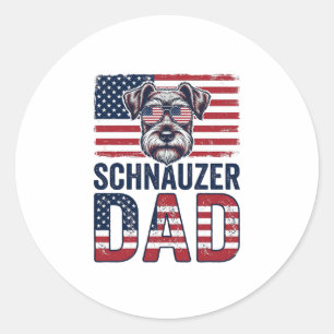 Schnauzer-Vater Patriotisch Retro-Hund Runder Aufkleber