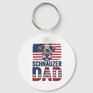 Schnauzer-Vater Patriotisch Retro-Hund Schlüsselanhänger