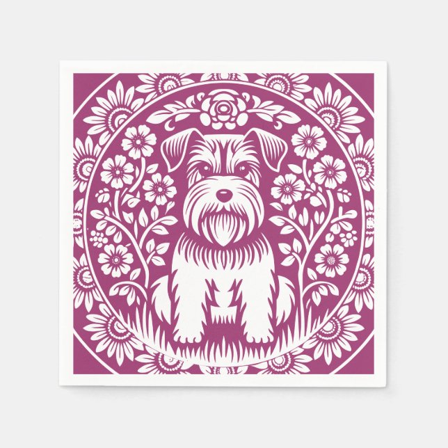 Schnauzer Viktorianische Farbe Serviette (Vorderseite)