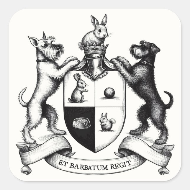 Schnauzer-Wappen-Sticker Quadratischer Aufkleber (Vorderseite)