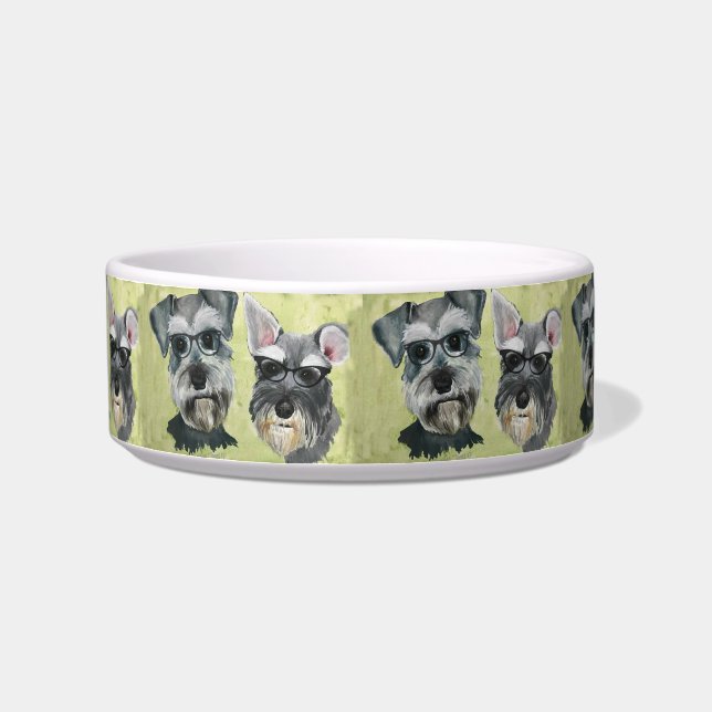 Schnauzer-Wasser und Nahrungsmittelschüssel Napf (Links)