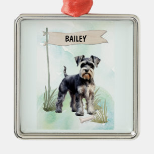 Schnauzer Wasserfarbe Personalisierter Hund Ornament Aus Metall