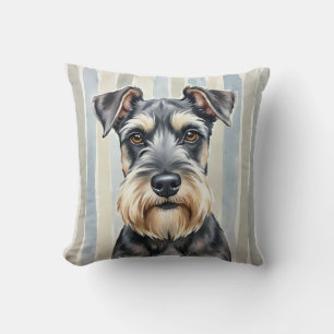 Schnauzer-Wasserfarben-Pinselstrich-Kunst Kissen