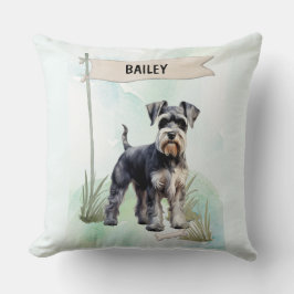 Schnauzer Watercolor Personalized Dog Kissen
