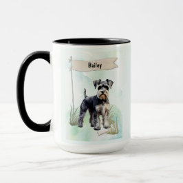 Schnauzer Watercolor Personalized Dog Tasse