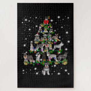Schnauzer Weihnachtsbaum, lichtdurchflutet Puzzle