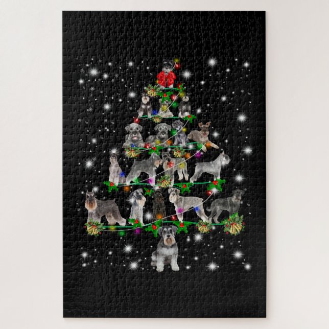 Schnauzer Weihnachtsbaum, lichtdurchflutet Puzzle (Vertikal)