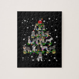 Schnauzer Weihnachtsbaum, lichtdurchflutet Puzzle