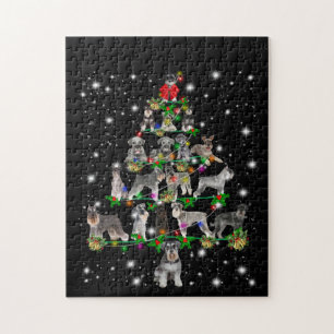 Schnauzer Weihnachtsbaum, lichtdurchflutet Puzzle