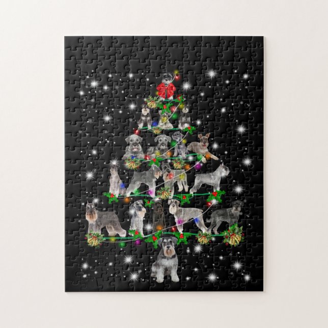 Schnauzer Weihnachtsbaum, lichtdurchflutet Puzzle (Vertikal)