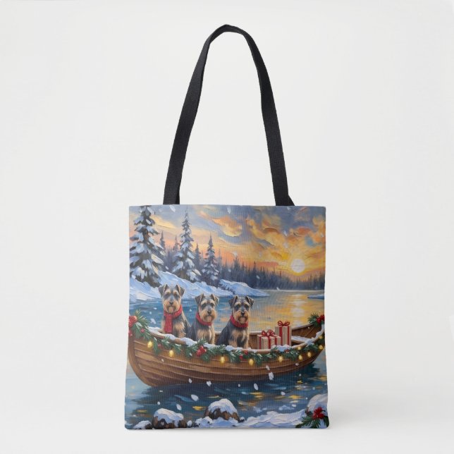 Schnauzer Weihnachtsboot-Feiertag (Vorderseite)