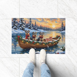 Schnauzer Weihnachtsboot-Feiertag Fußmatte