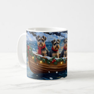 Schnauzer Weihnachtsboot-Feiertag Kaffeetasse