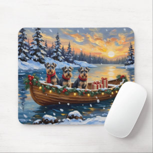 Schnauzer Weihnachtsboot-Feiertag Mousepad